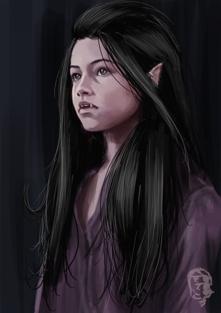 a drawing of a girl with long black hair