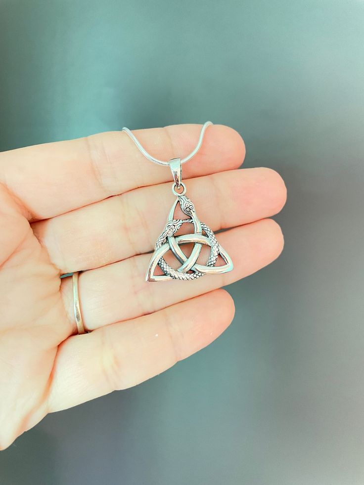 Pendant Tattoo, Triquetra Jewelry, Viking Style Silver Pendant Necklace, Triquetra Necklace, Celtic Triquetra, Silver Celtic Jewelry, Triquetra Pendant, Viking Style Nickel-free Pendant Necklace, Pagan Pendants