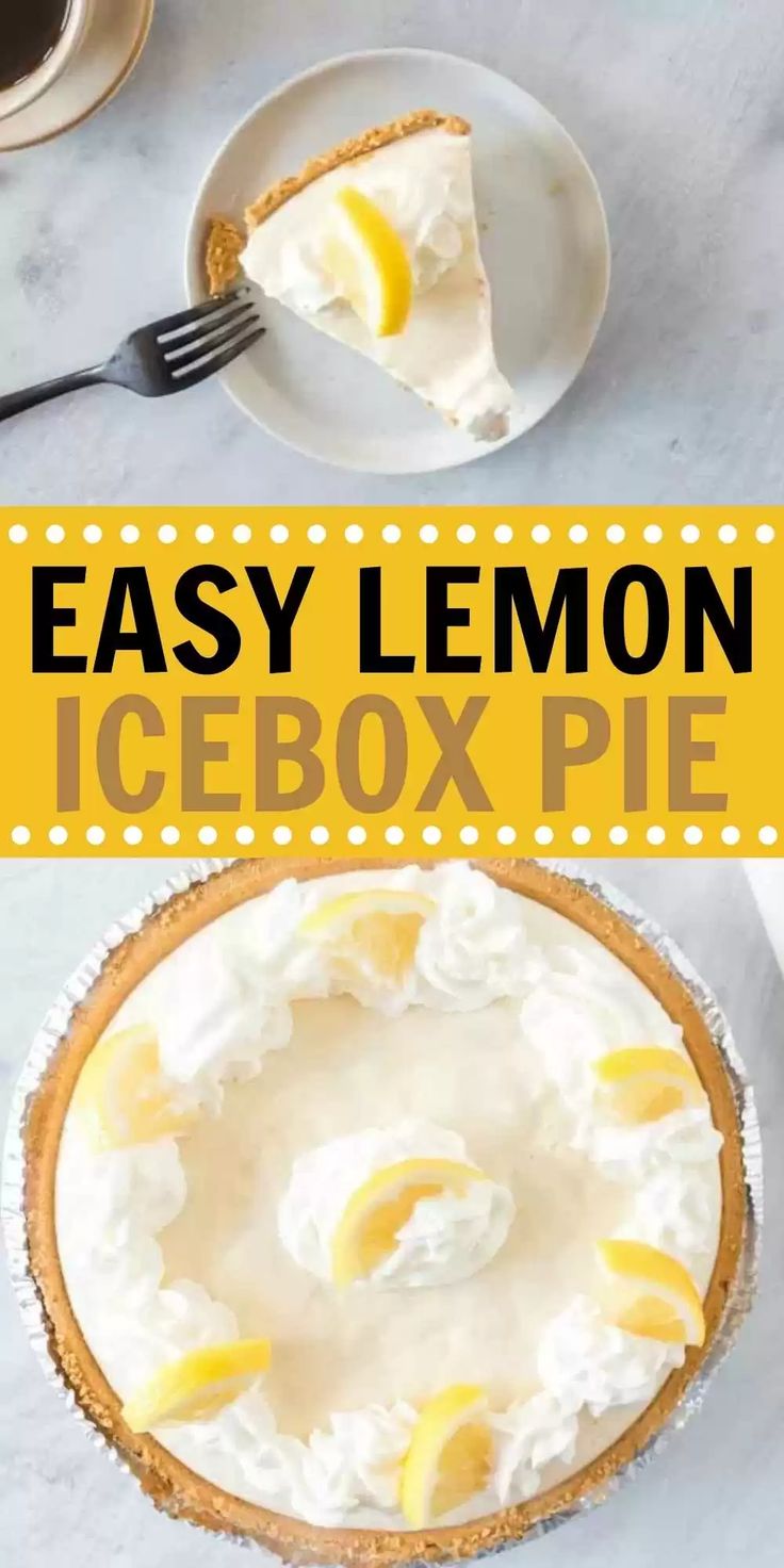 an easy lemon icebox pie is ready to be eaten