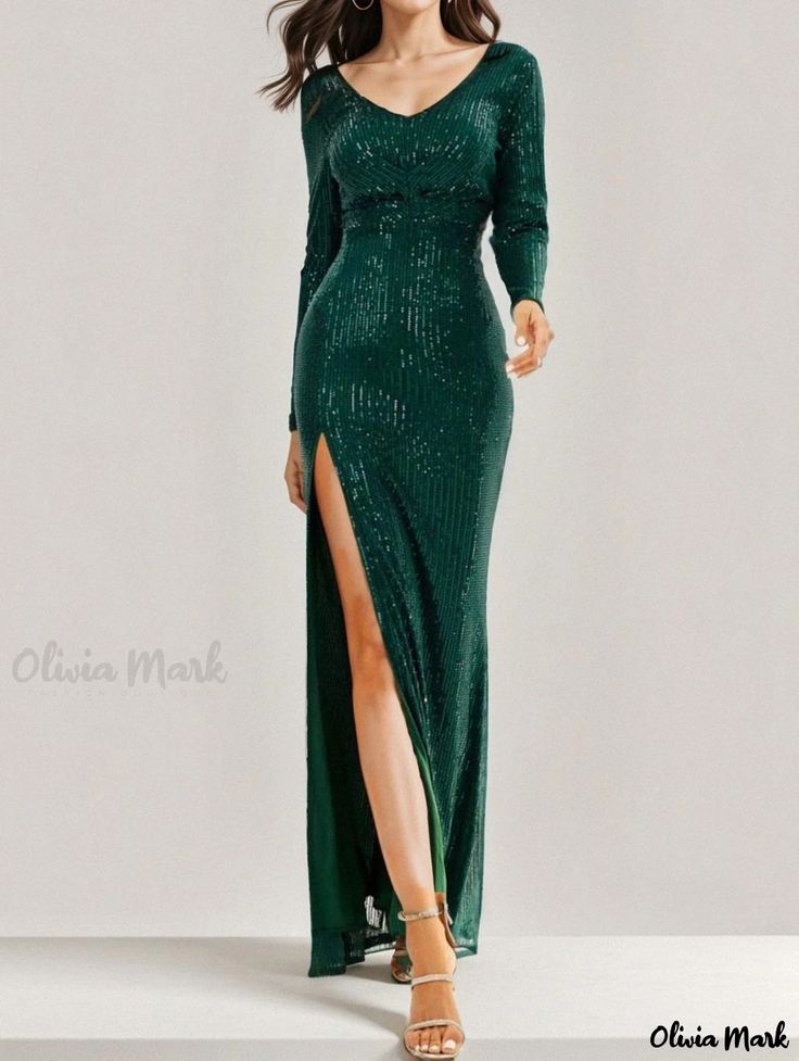 Olivia Mark - Sequin Dress with Long Sleeves and Slim Fit Collar for Weddings and Formal Events Sleeveless Collared Dress, Purple Bodycon Dresses, Evening Gala, Bodycon Dress Formal, Sequin Evening Gowns, Halter Bodycon Dress, Sequin Formal Dress, Elegant Maxi Dress, Sequin Cocktail Dress