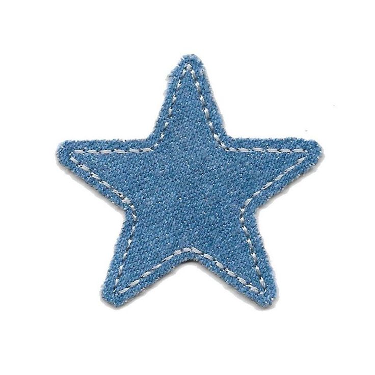 a blue star with white stitching on it