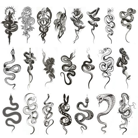 an assortment of snake tattoo designs