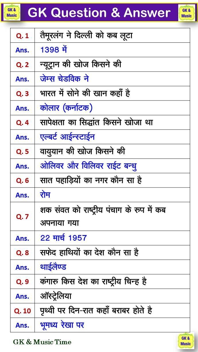 the question and answer sheet for gk in english, with two different words on it