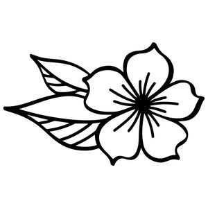 a black and white drawing of a flower