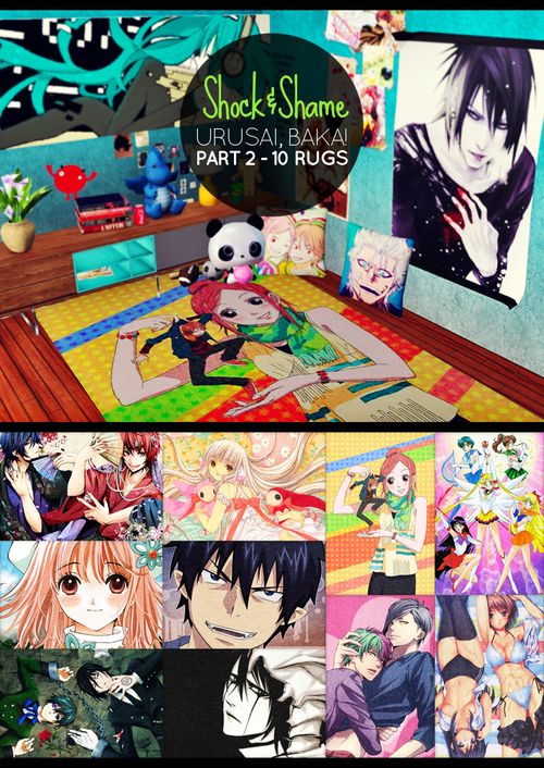 various anime characters are shown in this collage with the words shock and shame on them