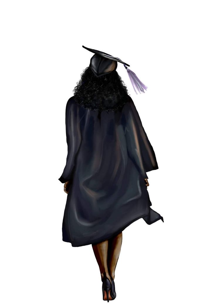 a drawing of a woman in a graduation gown