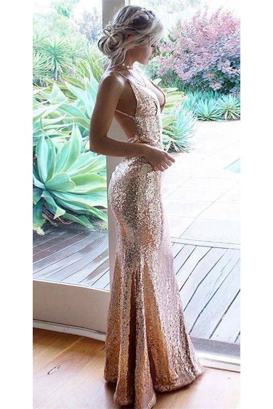 Prom Dress Rose Gold, Rose Gold Prom Dresses, V Neck Formal Dress, Backless Prom Dress, Prom Dresses Burgundy, Dress Rose Gold, Gold Floor, Ombre Prom Dresses, Formal Ball Gown