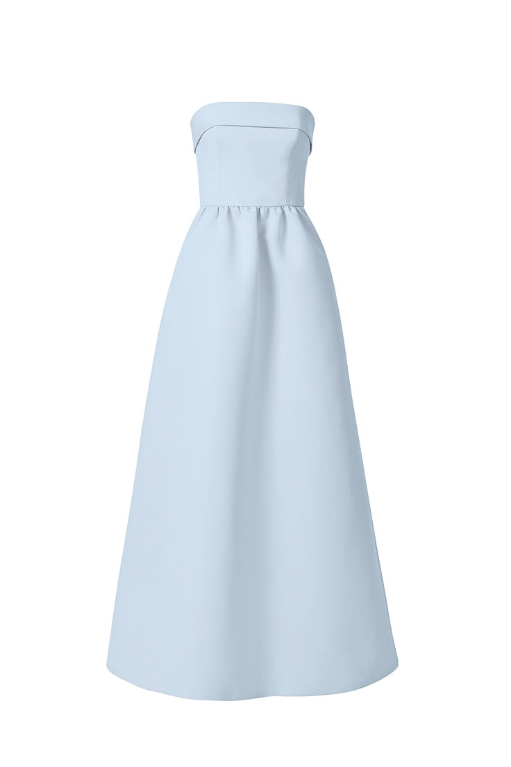 Classic meets casual-cool in this faille style, which features a fitted foldover strapless bodice and wide dirndl skirt with side pockets—a perfect pick for any type of wedding. Shown in Platinum. Amsale Bridesmaid Dresses, Amsale Bridesmaid, Amsale Dress, Dirndl Skirt, Looks Party, Light Blue Dresses, Blue Bridesmaids, Dress Inspo, Inspiration Mode