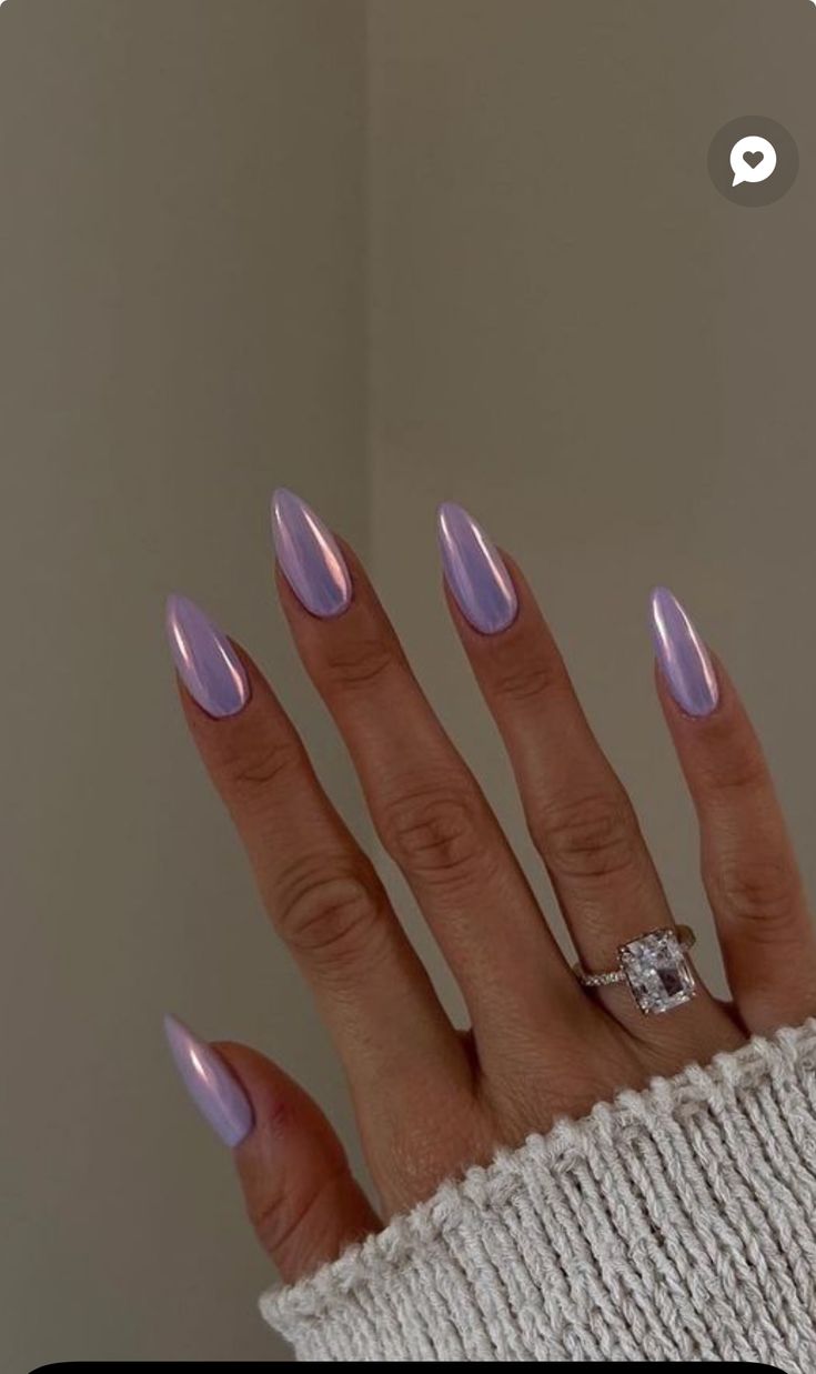 Nails Acrylic Long Square, Nails Acrylic Short Summer, Classy Nails Acrylic, Lilac Nails Design, Blue Nail Design, Purple Chrome Nails, Purple Chrome, Lilac Nails, Chrome Nails Designs