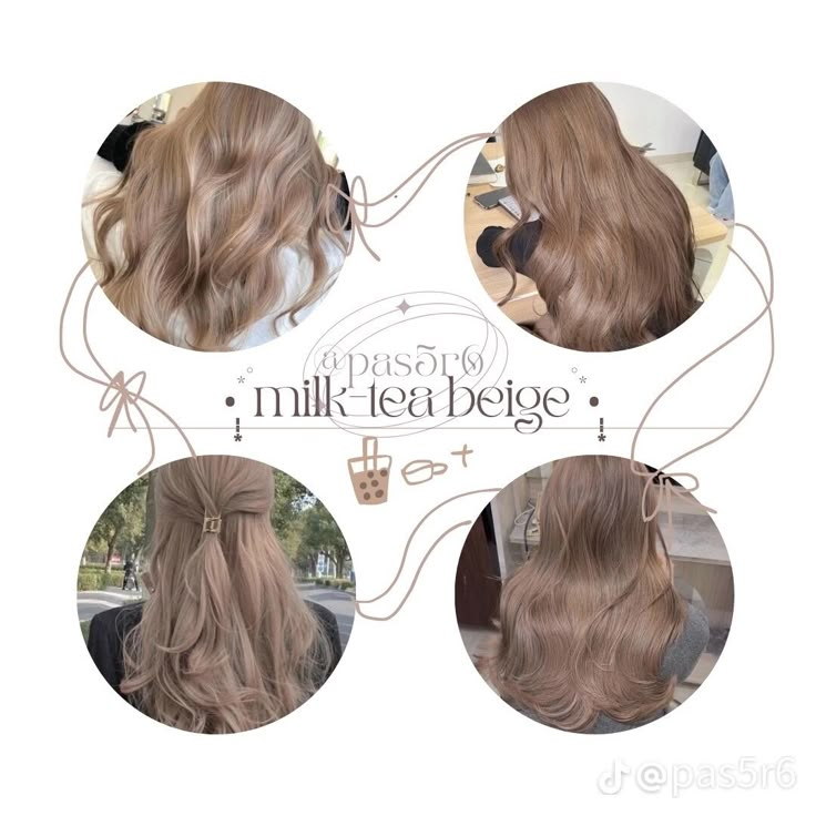 Short Milk Tea Brown Hair, Milk Tea Beige Hair, Milk Tea Brown Hair, Milk Tea Hair Color, Beige Hair Color, Soft Brown Hair, Dreamy Hair, Color Block Hair, Butterfly Haircut