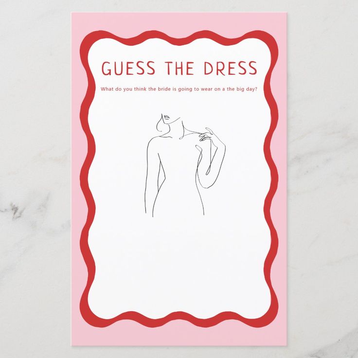 a card with the words guess the dress on it