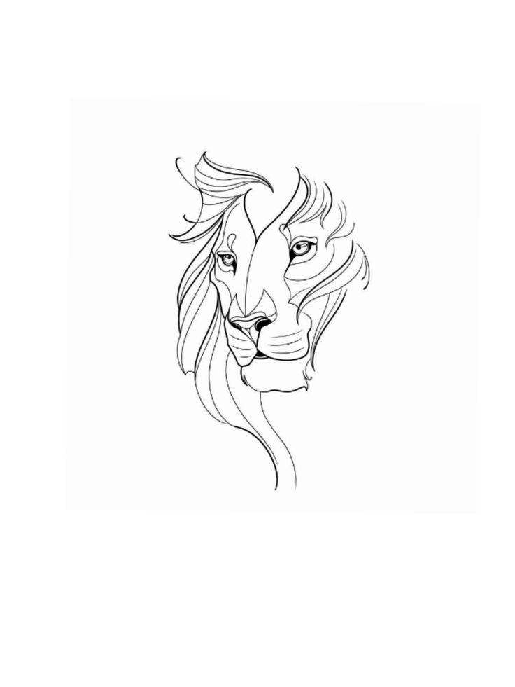 a black and white drawing of a lion's face