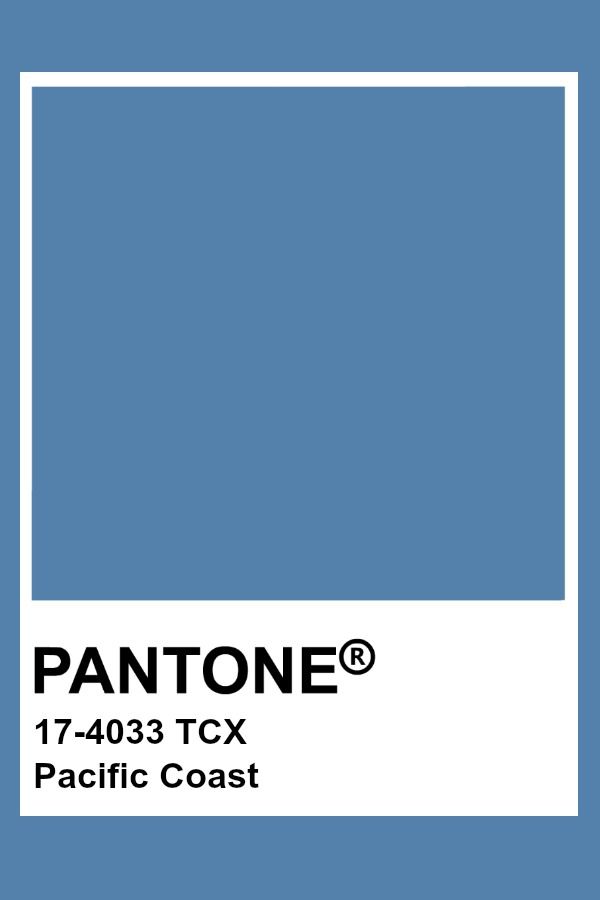 pantone's blue color is shown with the words pacific coast in black and white