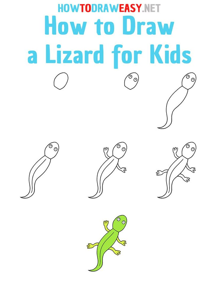 how to draw a lizard for kids with the text, how to draw a lizard for kids