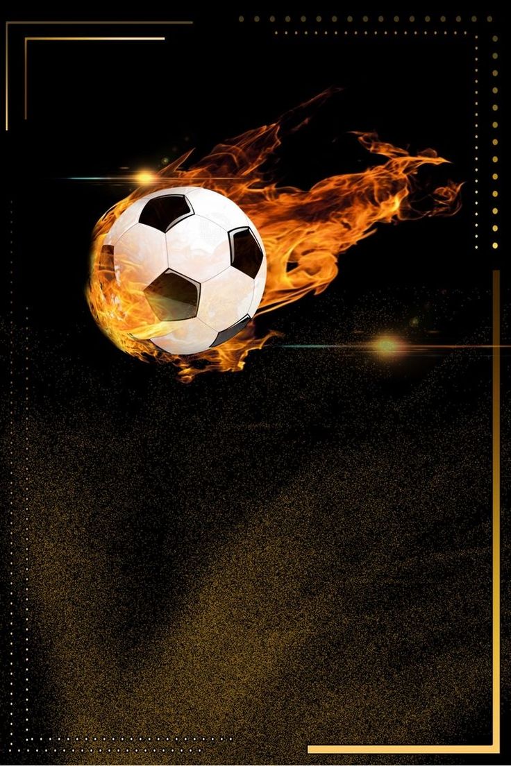 a soccer ball on fire flying through the air