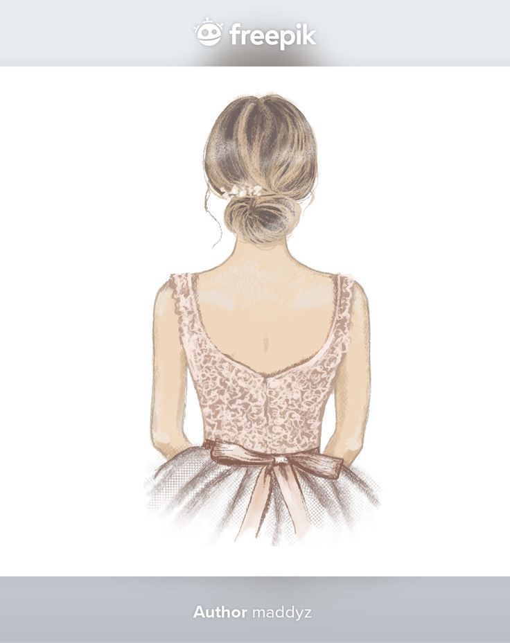 the back of a woman's dress with her hair in a bun