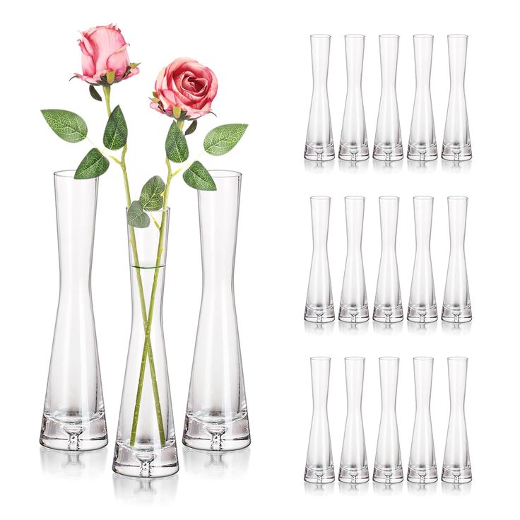 PRICES MAY VARY. 【Handmade Stable Vases】-- These glass bud vases for flowers are made of recycled thick crystal glass through hand-blown process. With minimalism design, Slim waist shape and stable weighted base, These tall skinny vases shall brighten your home with a touch of warmth. 【Modern and Elegant】-- The simple, modern and elegant clear vases make flower arrangement fun and easy. The single flower vase is great for a single short stem flower or two small flowers. They look great grouped a Single Flower Vase, Glass Vases Wedding, Vases For Centerpieces, Tall Glass Vases, Long Vases, Vase Minimalist, Glass Vases Centerpieces, Glass Bud Vases, Small Flower Arrangements