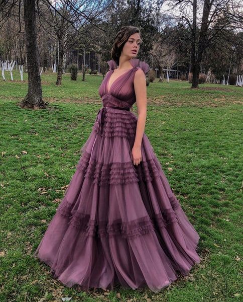 Teuta Matoshi, Tulle Prom Dresses, Dream Dresses, Dusty Purple, Formal Party Dress, A Line Prom Dresses, Tulle Prom Dress, Floor Length Dresses, Trendy Clothes For Women