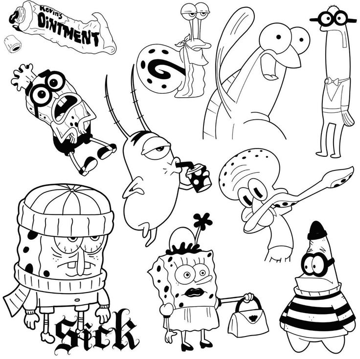 the simpsons characters are drawn in black and white