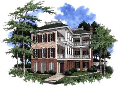 this is an artist's rendering of the front elevation of these luxury home plans