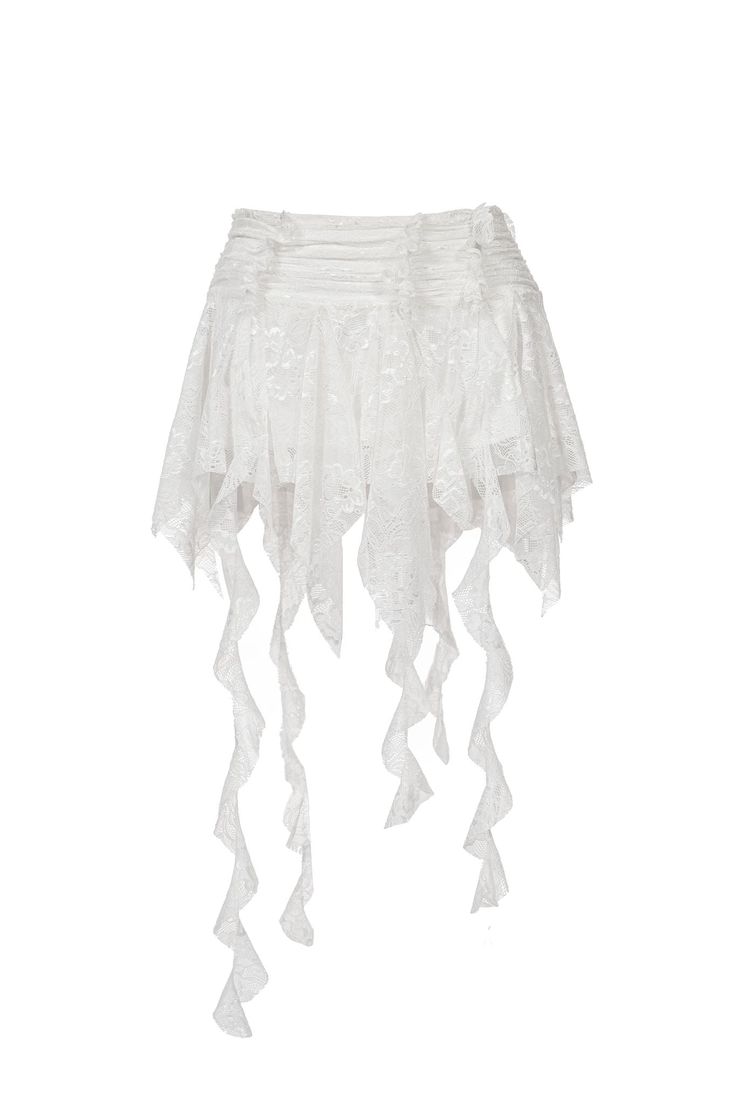 Fits true to size Made from delicate floral lace fabricSide zipper closure Fully lined Nessa Concert, Jellyfish Skirt, White Rave Outfits, White Flowy Skirt, Daisy Skirt, Chanel Wallpapers, Skirts Flowy, White Lace Skirt, Fairy Skirt