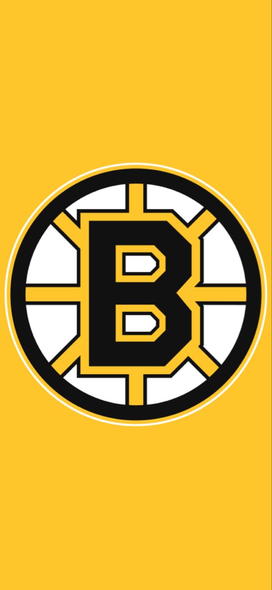 the boston hockey team logo on a yellow iphone case with black and white letters that read b