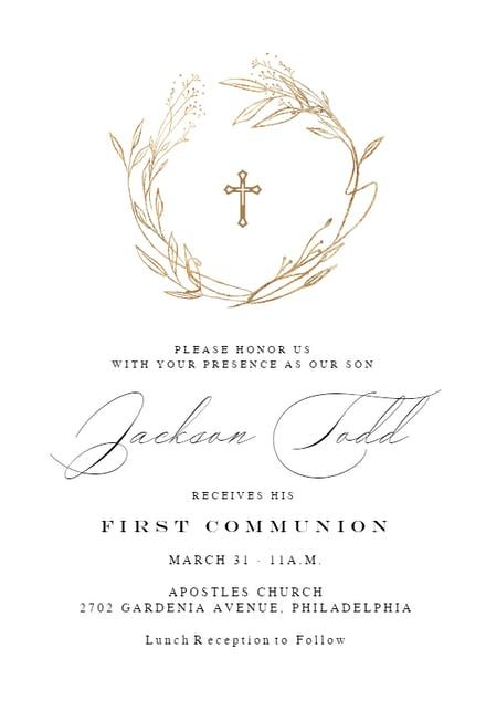 Boys First Communion Cakes, First Holy Communion Cake, Create Monogram, Recuerdos Primera Comunion Ideas, Golden Wreath, First Communion Cards, First Communion Decorations, Communion Decorations, Confirmation Invitations