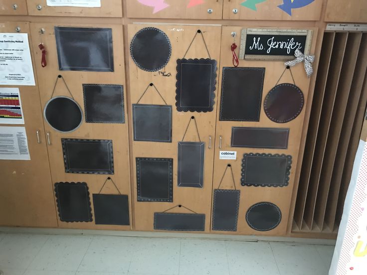 a bulletin board with many different shapes and sizes