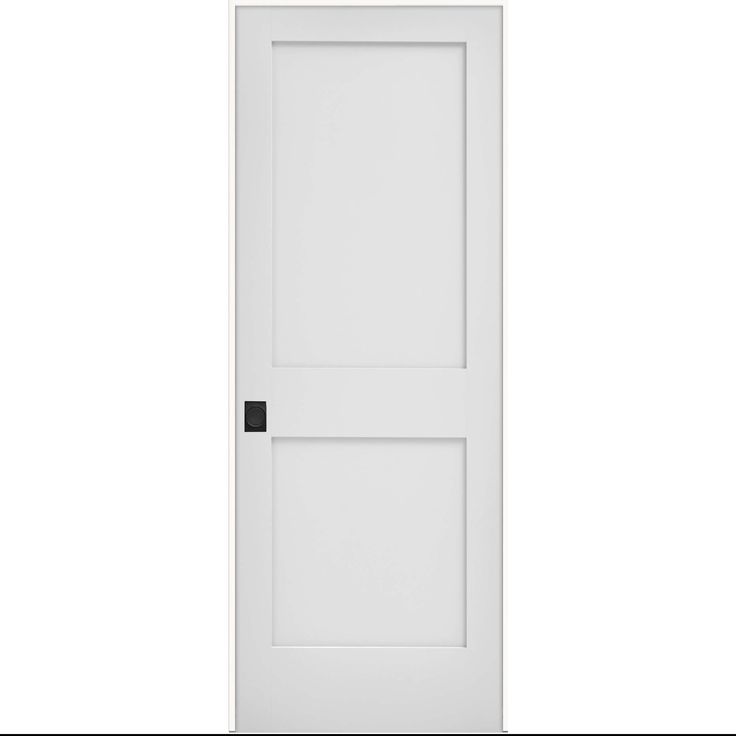 EVELIN(TM) DIY Designer Door Kits make it easy to buy and install beautiful, designer-curated interior doors yourself. The EVELIN(TM) 2-Panel Shaker Door is ideal for homeowners who want to bring classic glamour to a more traditional-style home. Its clean vertical lines draw the eyes upward, creating the illusion of greater height in your space. And the simplicity of the door's design will complement a variety of interior decors. JELD-WEN 32-in x 80-in Solid Core 2-panel Square Right Hand Smooth Primed Mdf Flat Jamb Single Prehung Interior Door in White | LOWOLJW249800032 2 Panel Shaker Door, 2 Panel Shaker Interior Door, 2 Panel Doors, Curated Interior, Interior Door Styles, Prehung Interior Doors, Classic Glamour, Traditional Style Homes, Storm Door