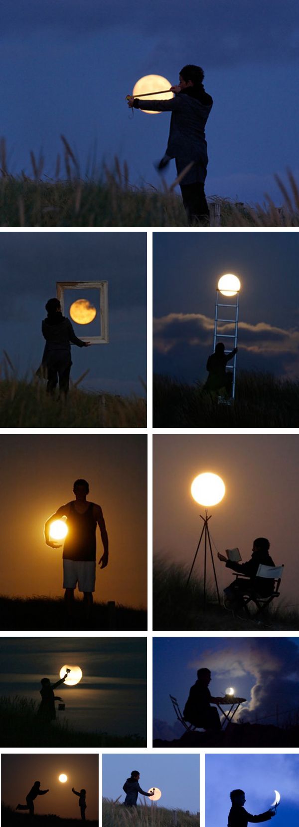 several different images of people with lights in their hands at night, and one person holding a camera