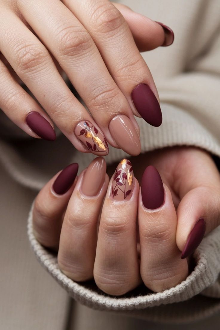 Office Nails, November Nails, Fall Nail Trends, Fall Gel Nails, Almond Nails Designs, Burgundy Nails, Thanksgiving Nails, Autumn Nails, Fall Nail