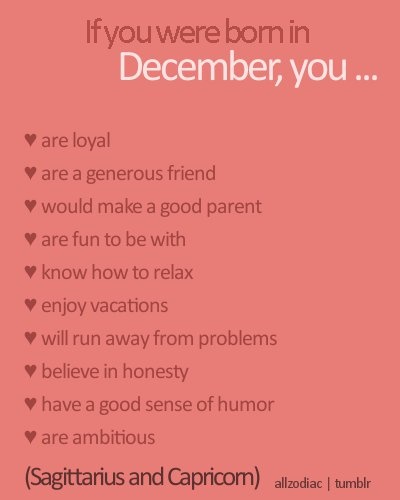 a red poster with the words if you were born in december, you