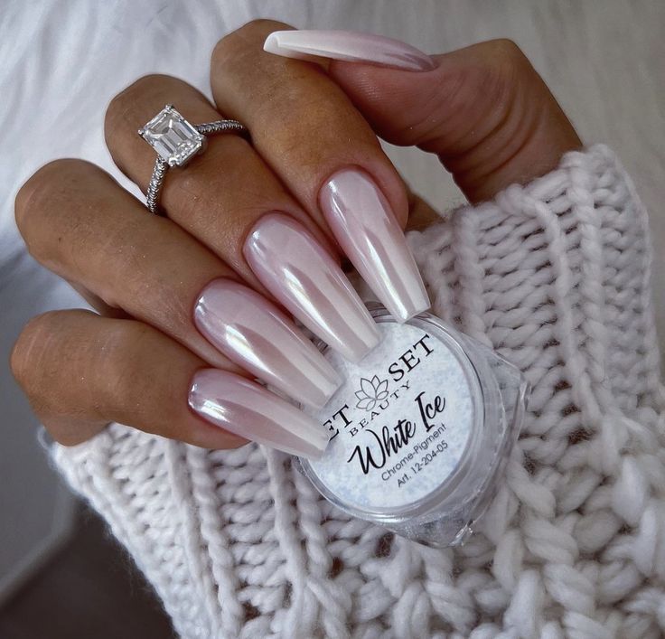 Hailey Bieber Nails, Bieber Nails, White Chrome Nails, 2023 Love, Aurora Nails, Chrome Nails Designs, Pink Acrylic, Pink Acrylic Nails, Bridal Nails