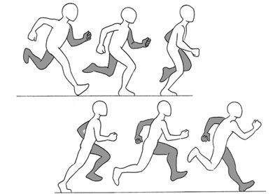 the silhouettes of running men are shown in three different positions, each with an armband