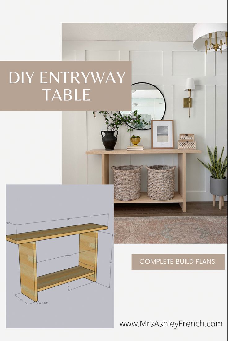 the diy entryway table is made from wood