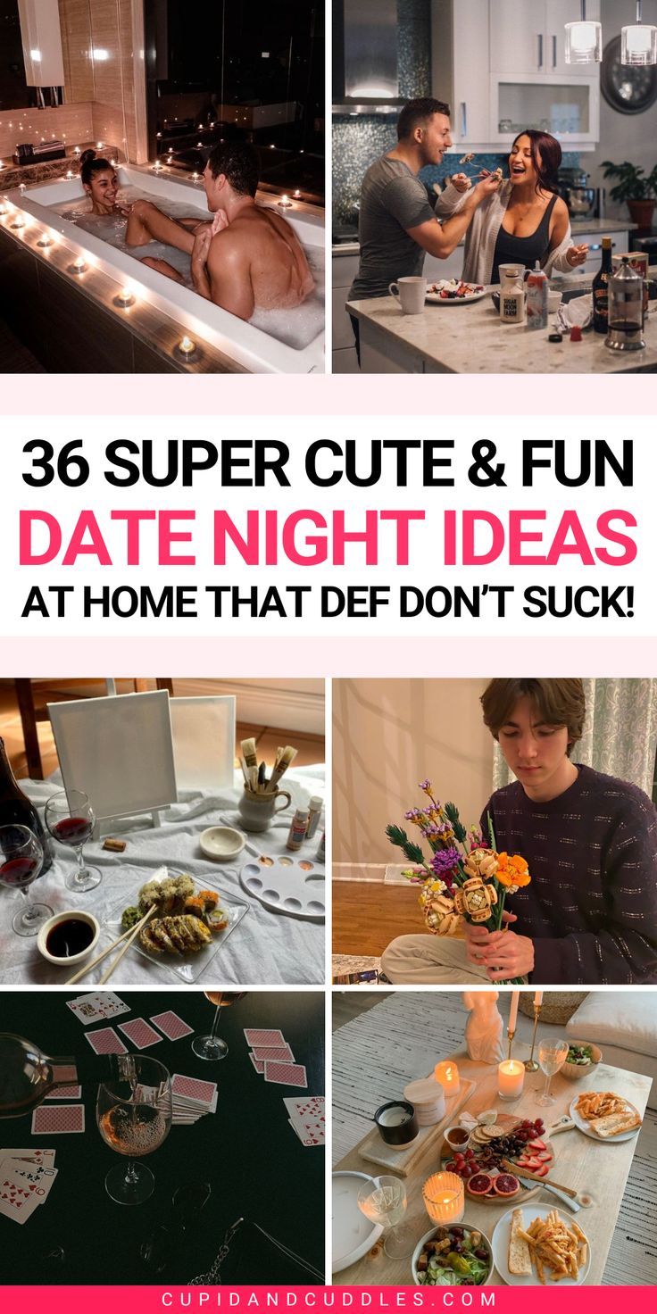 Spice things up with these 36 ridiculously rad date-night inspo for couples wanting to stay home! Bored of the usual dinner-and-a-movie routine? Switch gears and reignite the romance without stepping foot outside your door! Romantic Home Dates, Date Night Ideas At Home, Date Night Ideas For Married Couples, Creative Date Night Ideas, Date Night Jar, At Home Dates, Cheap Date Ideas, Romantic Date Night Ideas, Date Night Dinners