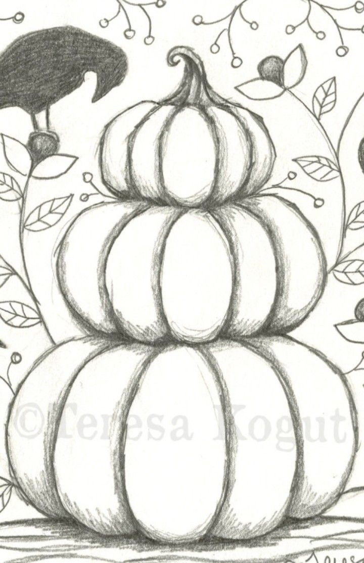 a drawing of pumpkins stacked on top of each other