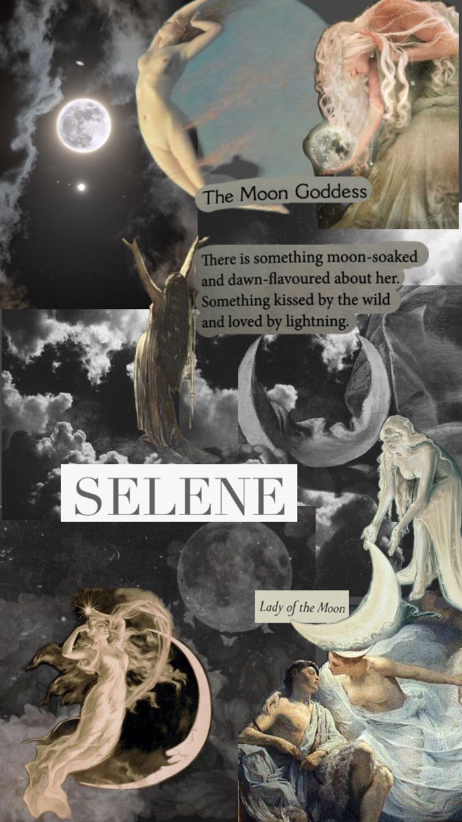 the moon goddesss are depicted in this collage with their names and pictures on it