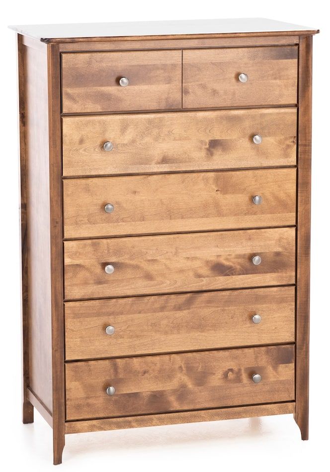 a wooden dresser with six drawers on top