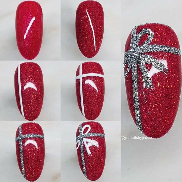 Diy Christmas Nail Art, Christmas Nails Diy, Cute Christmas Nails, Christmas Gel Nails, Christmas Nail Art Designs, Winter Nail Art, Xmas Nails, Christmas Nail Designs, Accent Nails