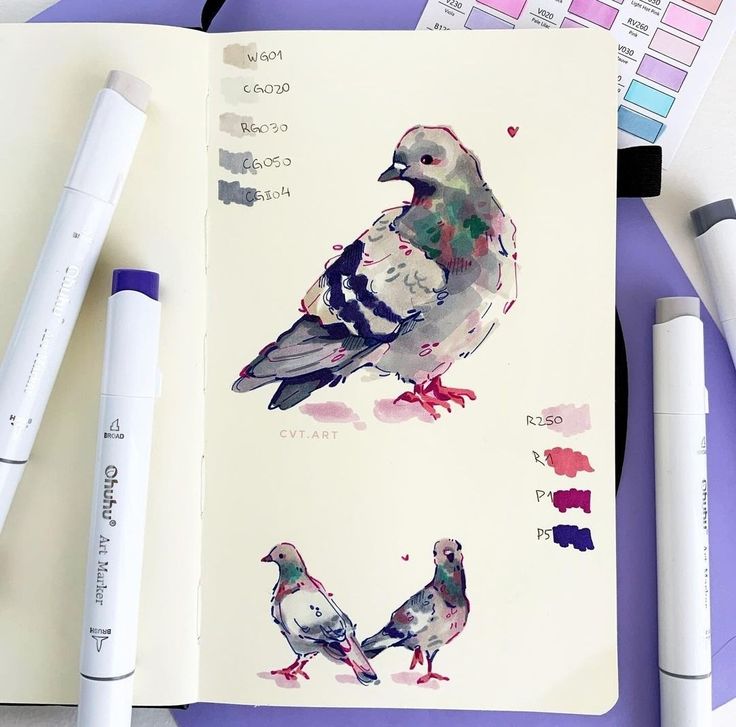 an open notebook with two birds on it