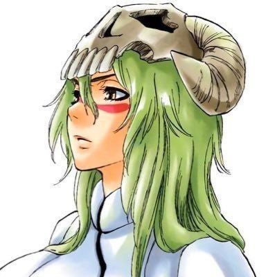 an anime character with green hair and horns