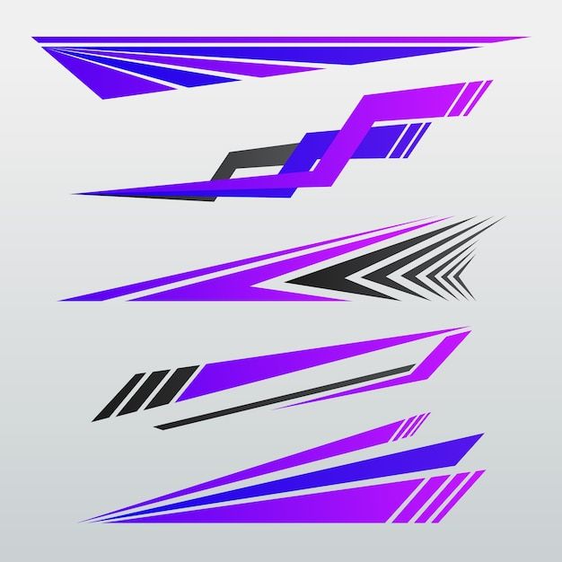 three different types of purple and black lines on a white background, each with an arrow in the middle