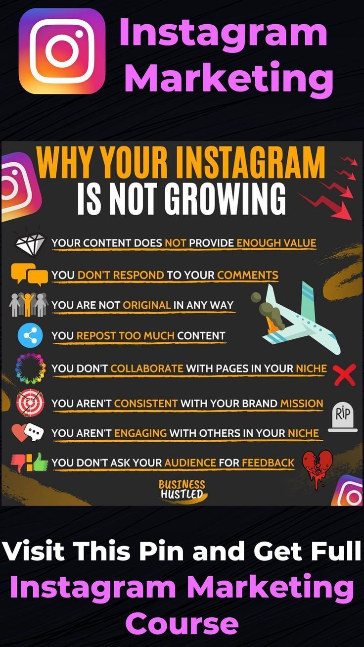 an instagram poster with the text why your instagram is not growing and how to use it