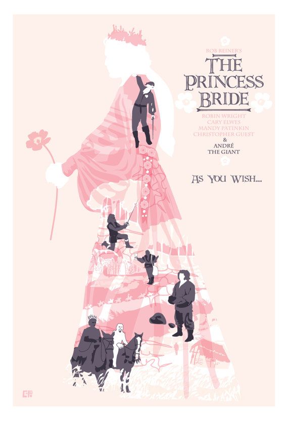 the princess bride poster is shown in pink