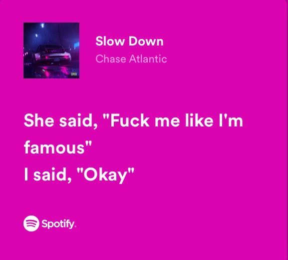 a pink background with the words slow down chase atlantic and an image of a car