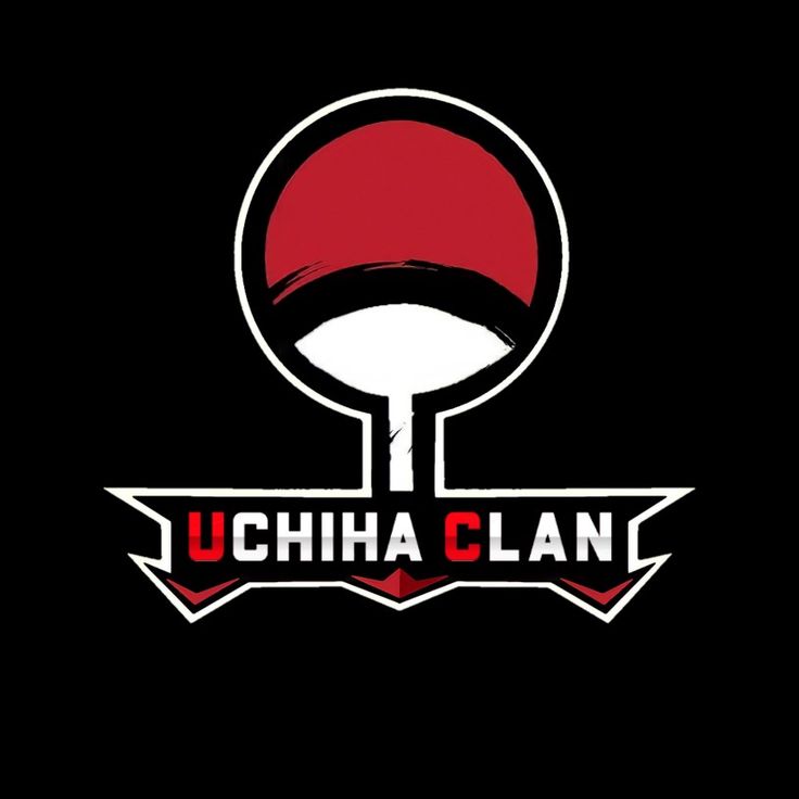 the uchla clan logo is shown on a black background with red and white letters