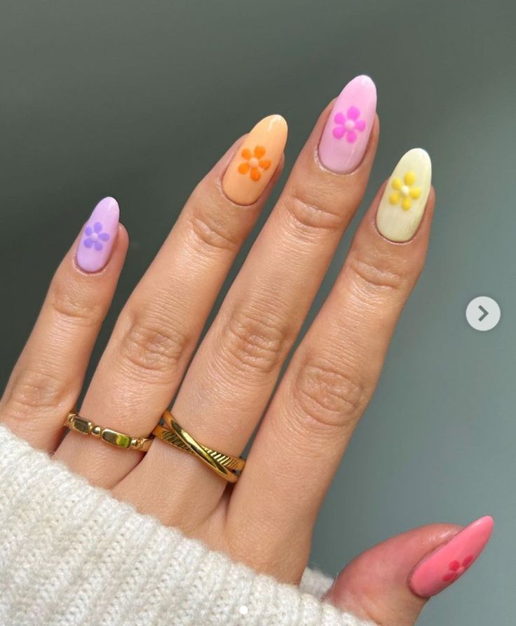 Rainbow Pastel Nails, Pastel Summer Nails, Acrylic Nails Almond Shape, Cute Simple Nails, Rainbow Pastel, Simple Gel Nails, Summery Nails, Simple Acrylic Nails, Bright Nails