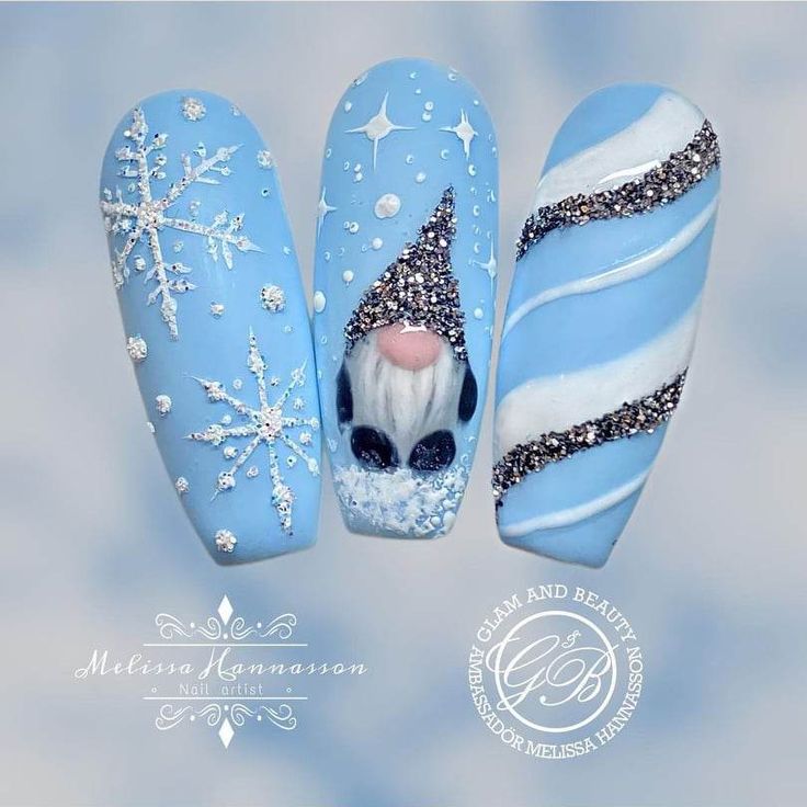 Christmas Nomes Nails, Christmas Nails Blue And White, Blue Christmas Nail Designs, Best Christmas Nails, Blue Winter Nails, Christmas Nail Designs Acrylic, Nail Art Designs 2023, Winter Nail Art Designs, Blue Christmas Nails