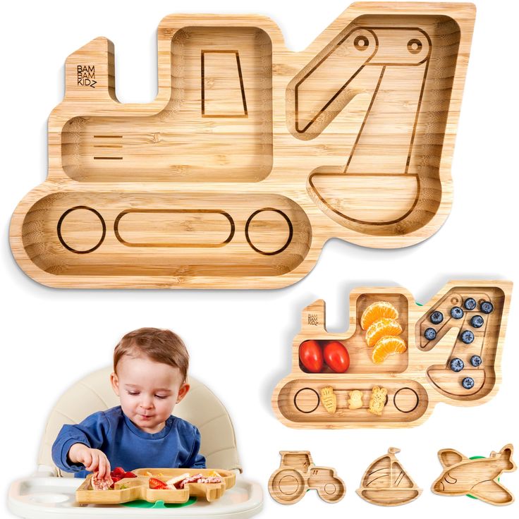 a child's play set with wooden toys